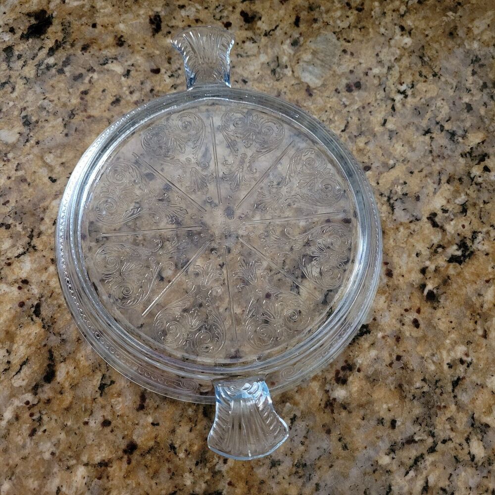 Fire King Oven Glass Cake Plate Sapphire Blue 9"